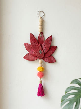 Padma Handcrafted Bamboo Hanging Red - Set of 2