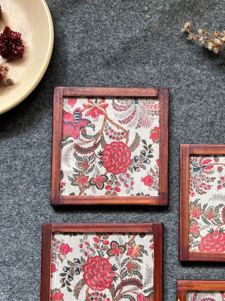 Floral Harmony Silk Coasters Home Yarn