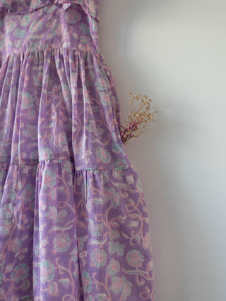 Fool'S Paradise Dress In Purple Butterfly Blockprint