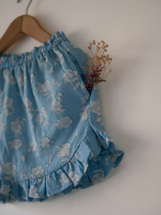 Blossom Powder Blue Spaghetti Top Shorts Set