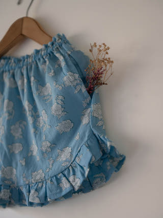 Blossom Powder Blue Spaghetti Top Shorts Set