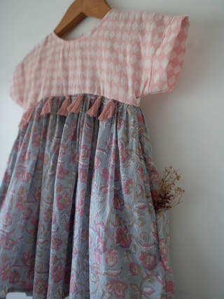 Tassel Dress In Sky Blue Butterfly