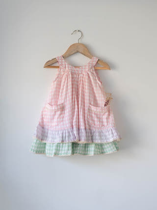 Pocketful Of Sunsets Dress In Rhombus Block Print