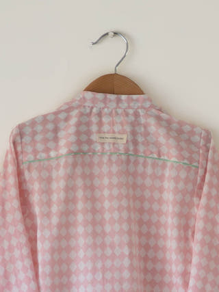 Barefoot Boy Shirt In Blush Pink Rhombus