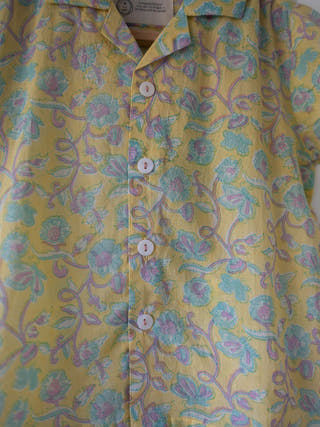Boogie Shirt In Lemon Yellow Butterfly Blockprint