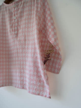 Sleepover Party Kids Unisex Kurta In Blush Pink Rhombus