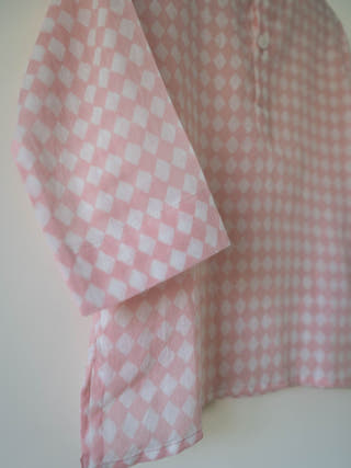 Sleepover Party Kids Unisex Kurta In Blush Pink Rhombus