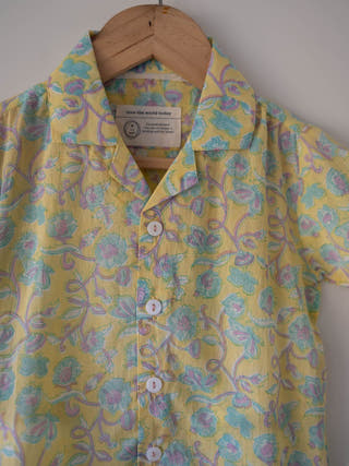 Boogie Shirt In Lemon Yellow Butterfly Blockprint