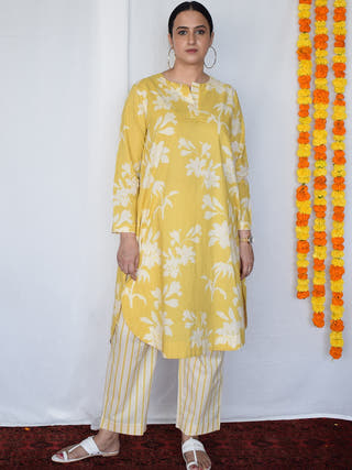 Yellow Floral Kurta Set