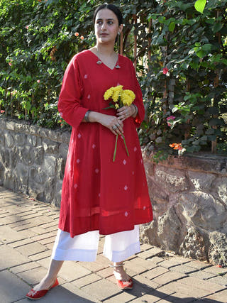 Red Jamdani Phiran