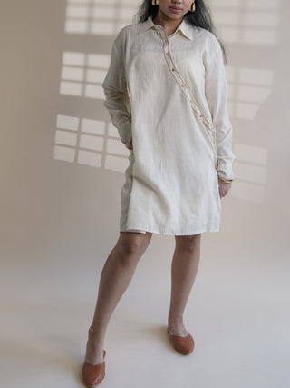 Dawning Angrakha Shirt Dress White Lafaani
