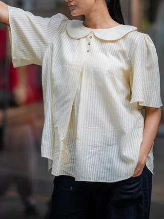 Cream Handwoven Striped Shirt Krushnachuda