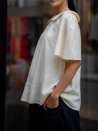 Cream Handwoven Striped Shirt Krushnachuda