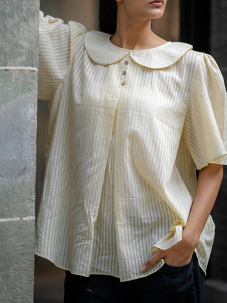 Cream Handwoven Striped Shirt Krushnachuda