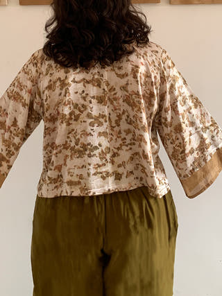 Haraa Gulab Mashru Crop Shirt BAGEEYA