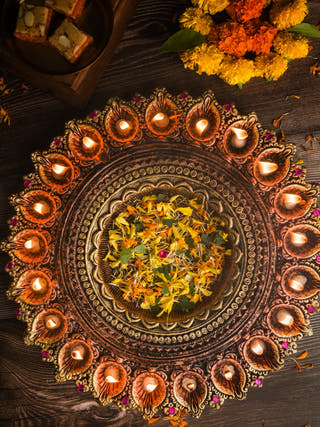 Twenty One Diya Thali