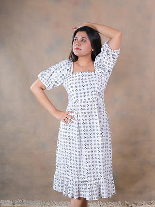 Polka Patakha Pure Cotton Block Printed Midi Dress