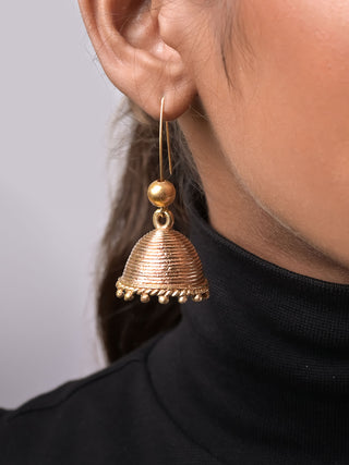 Brass Jhumka Earrings Gold Miharu