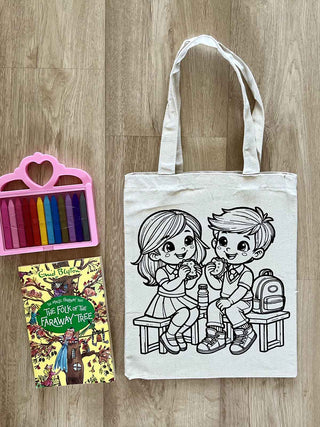 DIY Colouring Best Friends Tote Bag Little Canvas