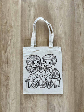 DIY Colouring Best Friends Tote Bag Little Canvas