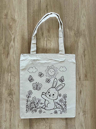 DIY Colouring Bunny Rabbit Tote Bag Little Canvas