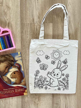 DIY Colouring Bunny Rabbit Tote Bag Little Canvas