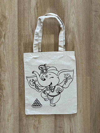 DIY Colouring Dancing Ganesha  Tote Bag Little Canvas