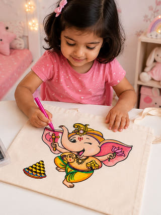 DIY Colouring Dancing Ganesha Tote Bag