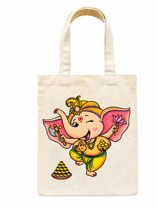 DIY Colouring Dancing Ganesha Tote Bag
