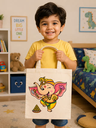DIY Colouring Dancing Ganesha Tote Bag