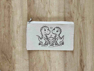 DIY Colouring Dinosaur Family Pouch Little Canvas