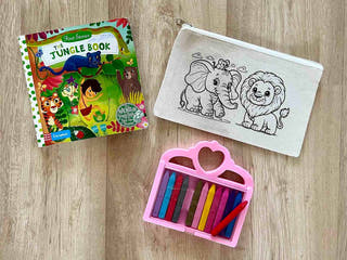 DIY Colouring Elephant and Lion Pouch Little Canvas