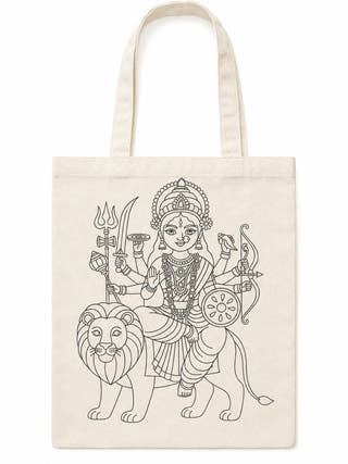 DIY Colouring Goddess Durga Tote Bag