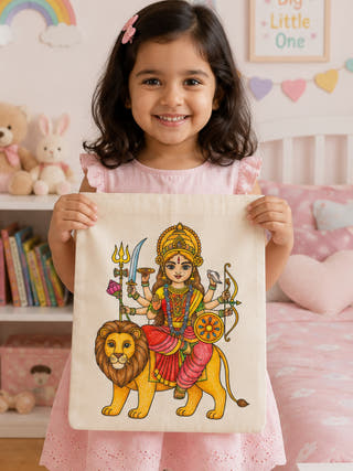 DIY Colouring Goddess Durga Tote Bag