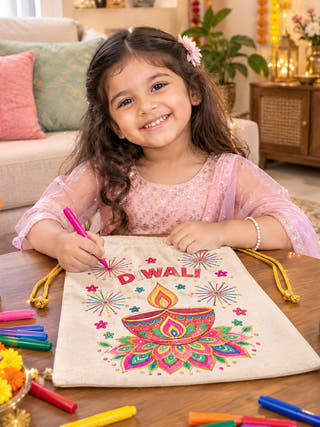 DIY Colouring Diwali Potli Bag