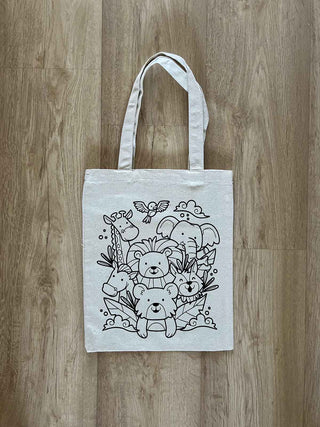 DIY Colouring Jungle Safari Tote Bag Little Canvas