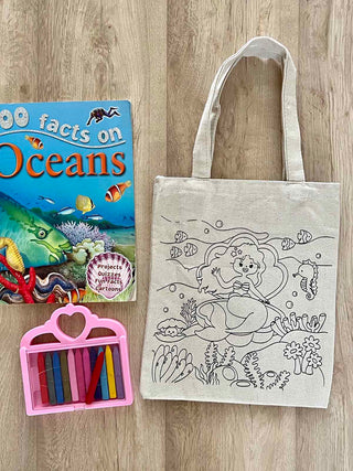 DIY Colouring Little Mermaid Tote Bag Little Canvas