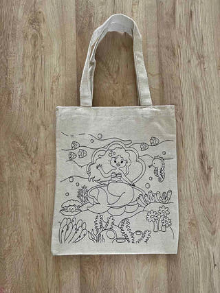 DIY Colouring Little Mermaid Tote Bag Little Canvas