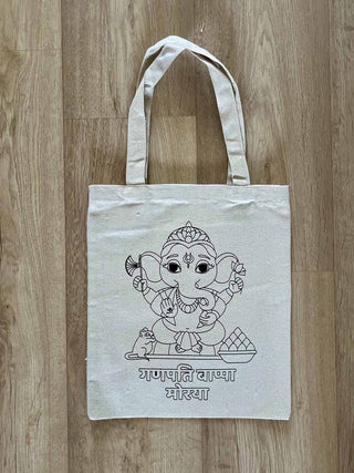 DIY Colouring Lord Ganesha Tote Bag Little Canvas