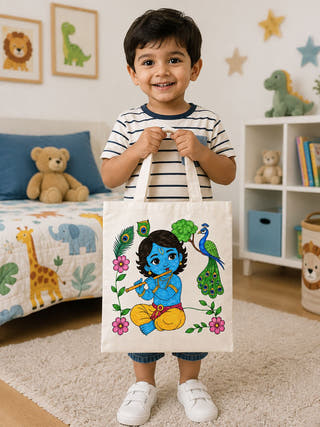 DIY Colouring Lord Krishna Tote Bag