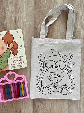 DIY Colouring Love my baby Tote Bag Little Canvas