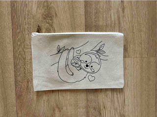 DIY Colouring Mummy and baby Sloth Pouch Little Canvas