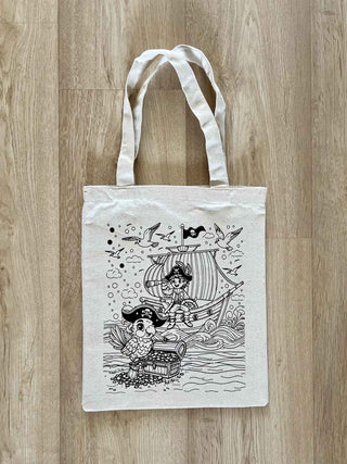 DIY Colouring Pirate and Parrot Tote Bag Little Canvas