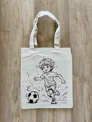 DIY Colouring Soccer Champ Tote Bag Little Canvas