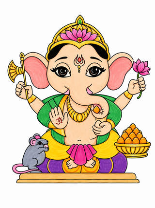 DIY Colouring Wooden Ganesha Activity Kit