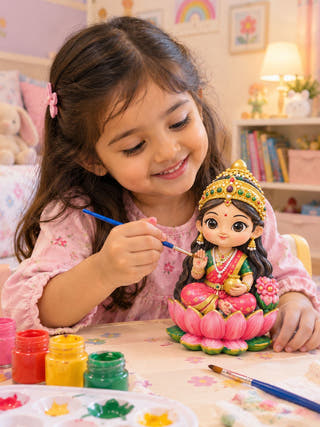 DIY Colouring 3D Eco Resin Goddess Lakshmi Activity Kit
