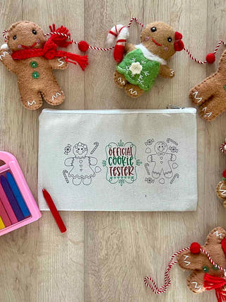Diy Colouring Christmas Cookie Tester Pouch Little Canvas Off White