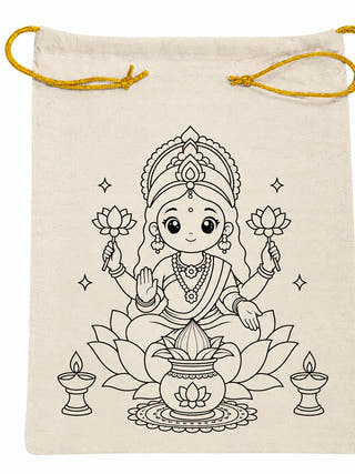 DIY Colouring Goddess Lakshmi Potli Bag