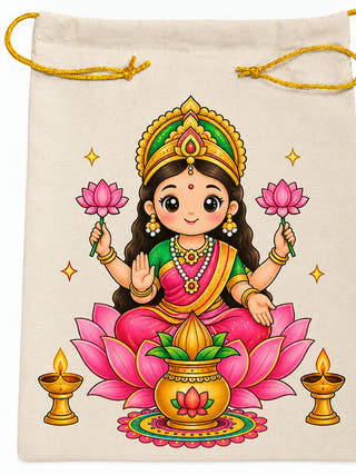 DIY Colouring Goddess Lakshmi Potli Bag