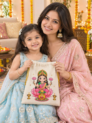 DIY Colouring Goddess Lakshmi Potli Bag